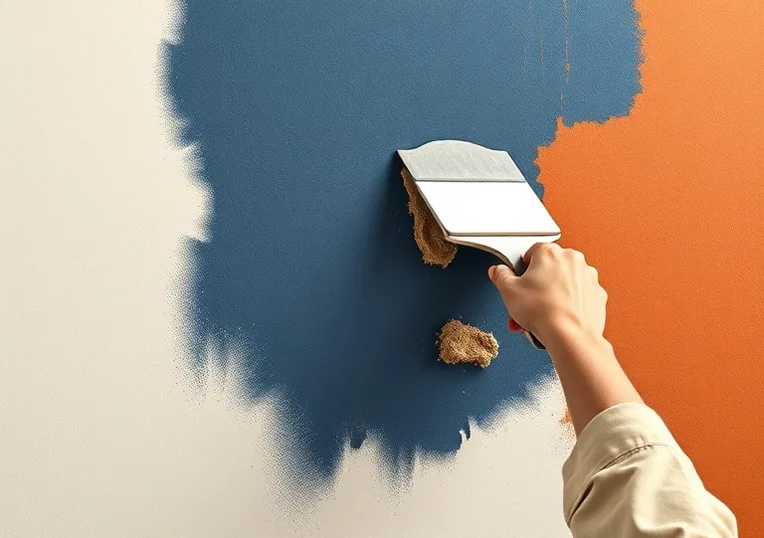 Application d'un enduit décoratif à la lisseuse sur un mur